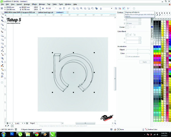 Tahap 5 Tutorial cara mudah membuat logo menggunakan Coreldraw