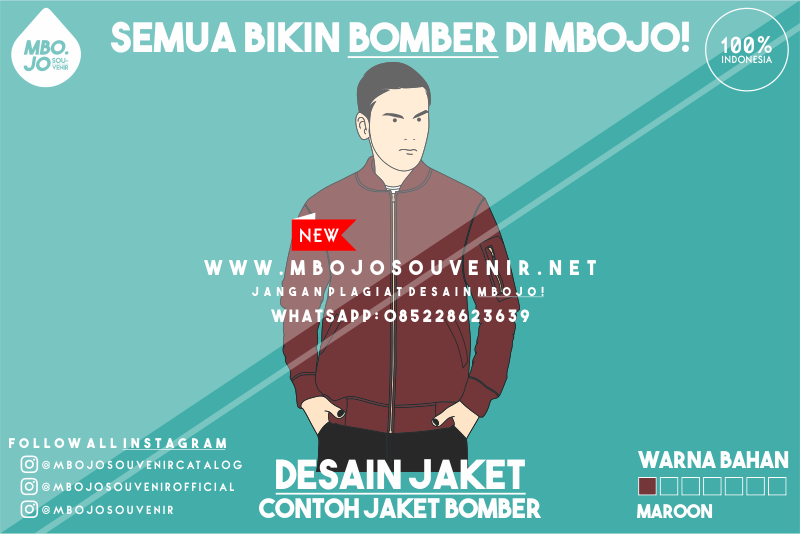 Desain Contoh Jaket Bomber Merah Maroon